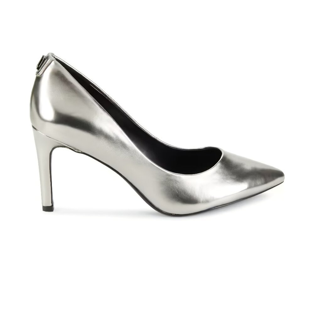 Karl Lagerfeld Paris Glora 76MM Metallic Pumps heels size 7 Silver